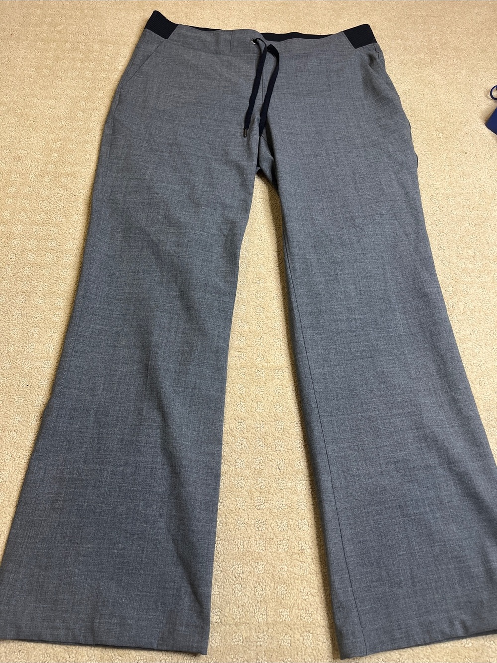 NWT Athleta Women's midtown trouser Gray Wide-Leg Drawstring Dress Pants Sz 14